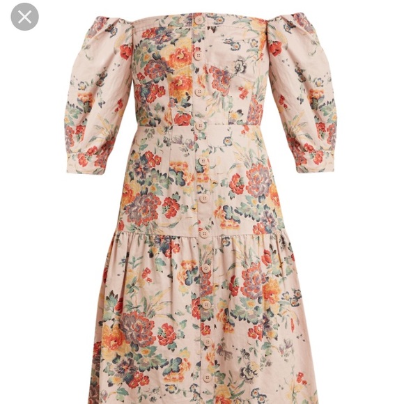 Rebecca Taylor Boho Floral Off Shoulder Midi Dress - Picture 6 of 8
